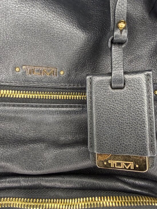 **Tumi Voyageur Halle Black Leather Backpack**